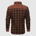 Jeremiah - Men's Plaid Jacket with Corduroy Shoulder Panels and Sherpa Lining