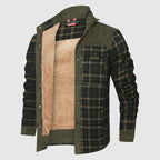Jeremiah - Men's Plaid Jacket with Corduroy Shoulder Panels and Sherpa Lining