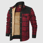 Jeremiah - Men's Plaid Jacket with Corduroy Shoulder Panels and Sherpa Lining