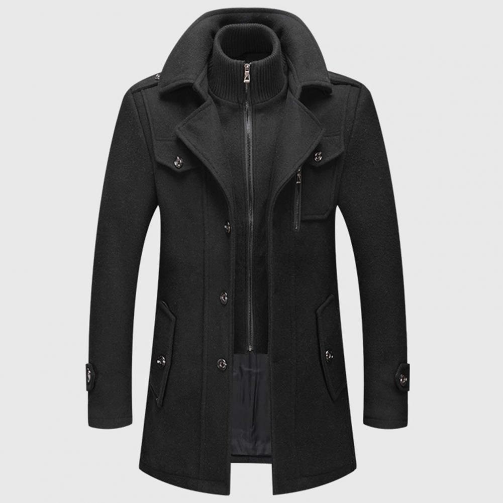 Jones - Men's Stand-Collar Wool-Blend Coat with Zip Front