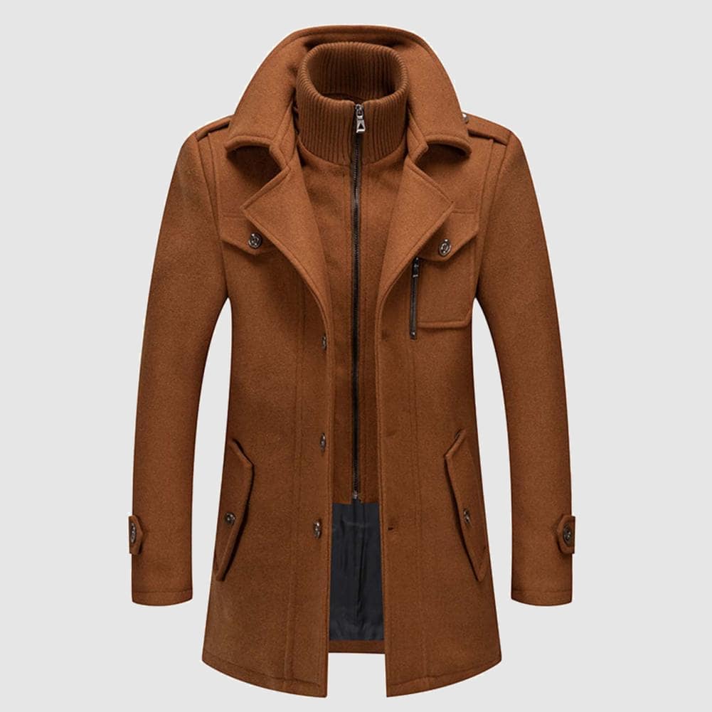 Jones - Men's Stand-Collar Wool-Blend Coat with Zip Front