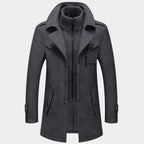 Jones - Men's Stand-Collar Wool-Blend Coat with Zip Front