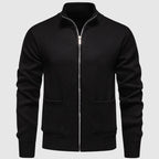 Julian - Men's Mock Collar Zip Cardigan with Ribbed Trim