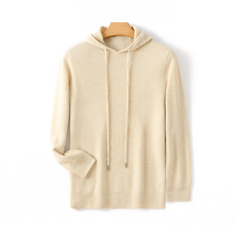 Konstantin - Men's Cashmere Pullover Hoodie with Ribbed Trim