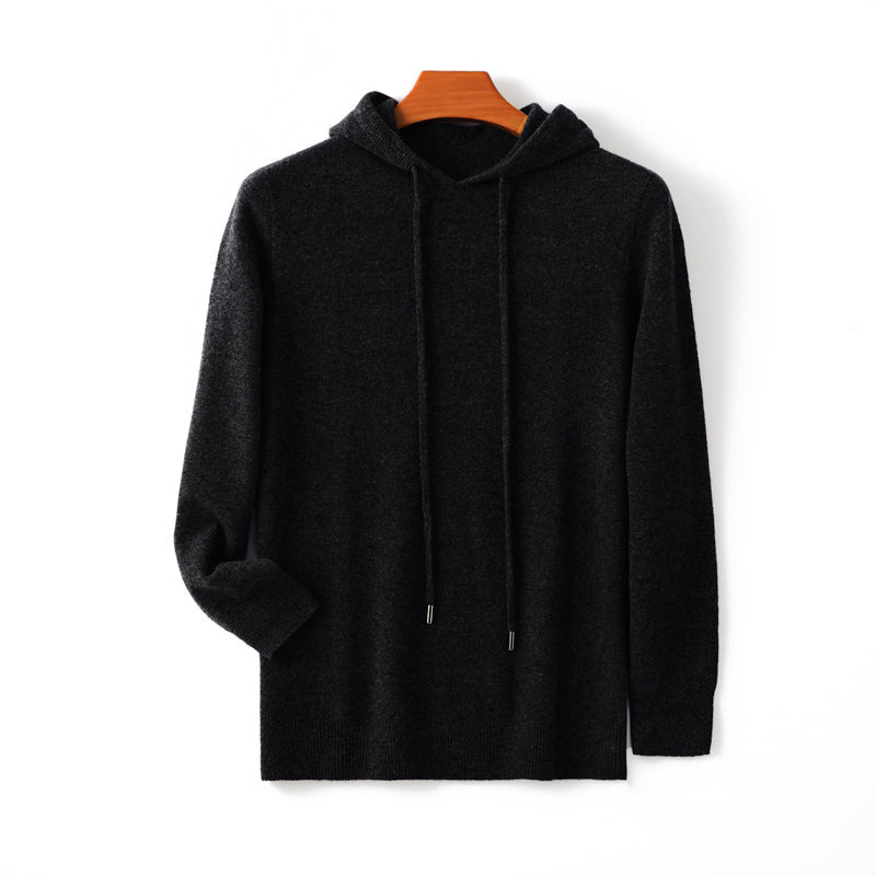 Konstantin - Men's Cashmere Pullover Hoodie with Ribbed Trim