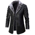 Konstantin - Men's Leather Coat with Plush Fur Collar Lining