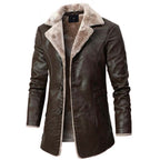 Konstantin - Men's Leather Coat with Plush Fur Collar Lining
