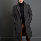 Leopold - Men's Long Wool Coat with Notch Lapels