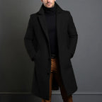 Leopold - Men's Long Wool Coat with Notch Lapels