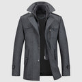 Leopold - Men's Wool Coat with Notch Collar and Dual Closure