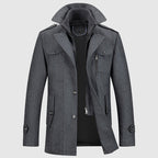 Leopold - Men's Wool Coat with Notch Collar and Dual Closure