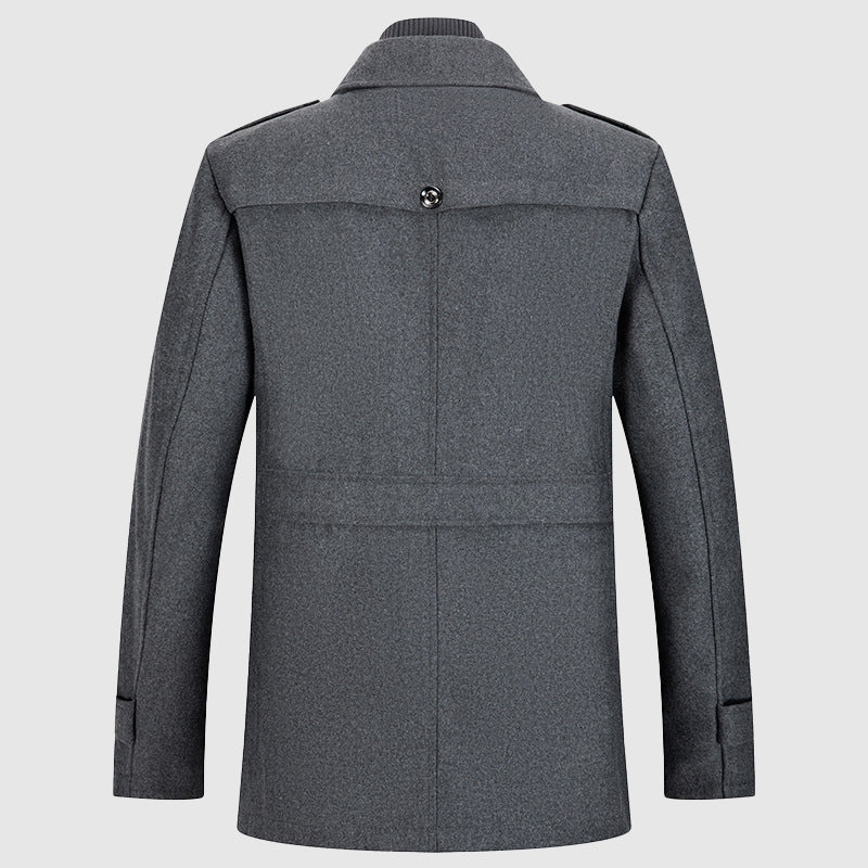 Leopold - Men's Wool Coat with Notch Collar and Dual Closure