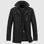 Leopold - Men's Wool Coat with Notch Collar and Dual Closure