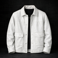 Leroy - Men's Vintage Leather Jacket with Snap Closure
