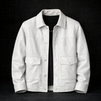 Leroy - Men's Vintage Leather Jacket with Snap Closure