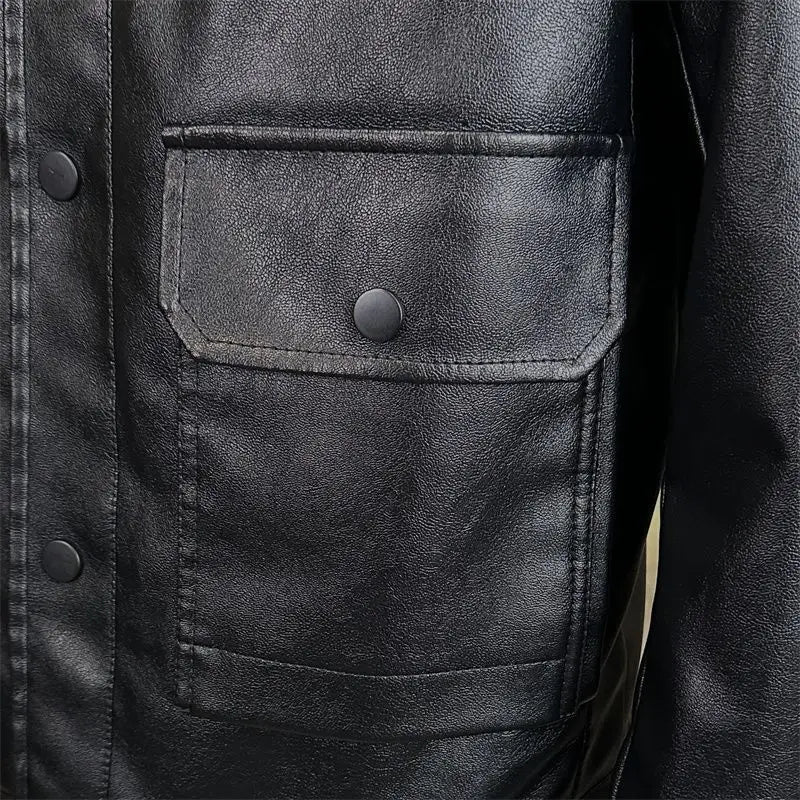 Leroy - Men's Vintage Leather Jacket with Snap Closure