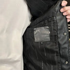 Leroy - Men's Vintage Leather Jacket with Snap Closure