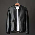 Lincoln - Men's Leather Bomber Jacket with Ribbed Cuffs
