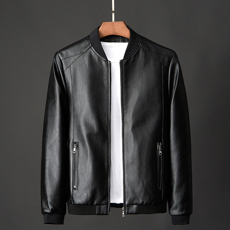 Lincoln - Men's Leather Bomber Jacket with Ribbed Cuffs