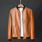 Lincoln - Men's Leather Bomber Jacket with Ribbed Cuffs