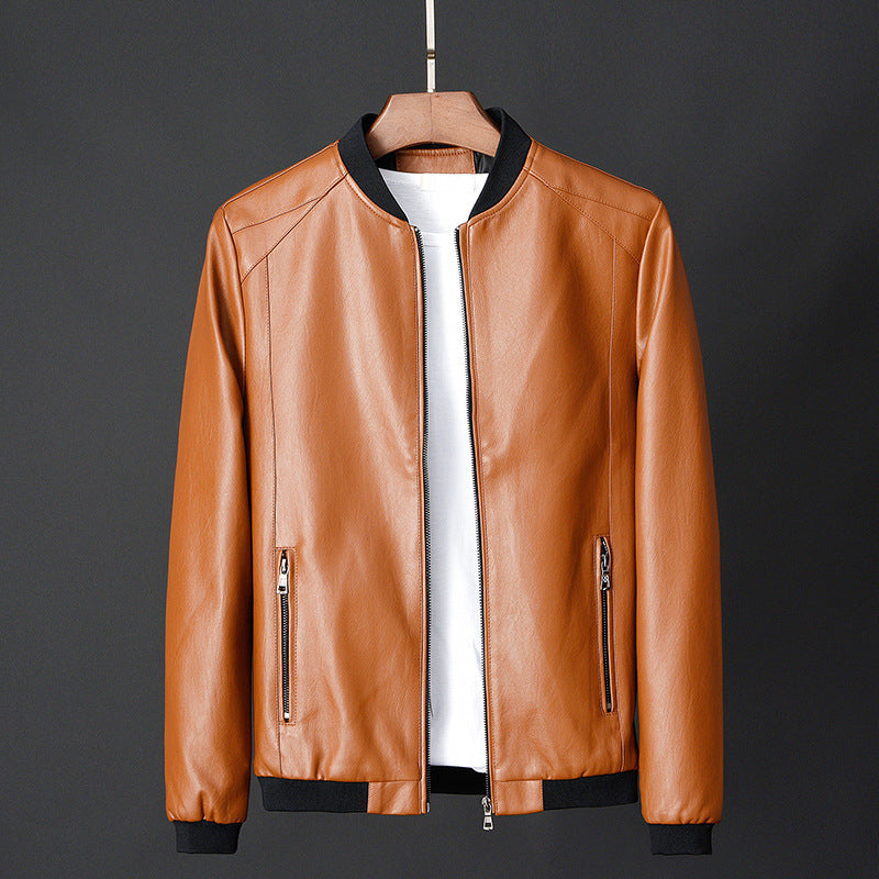 Lincoln - Men's Leather Bomber Jacket with Ribbed Cuffs