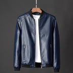 Lincoln - Men's Leather Bomber Jacket with Ribbed Cuffs