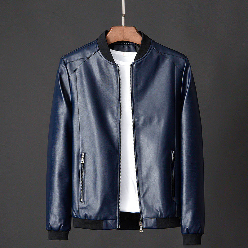 Lincoln - Men's Leather Bomber Jacket with Ribbed Cuffs