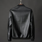 Lincoln - Men's Leather Bomber Jacket with Ribbed Cuffs