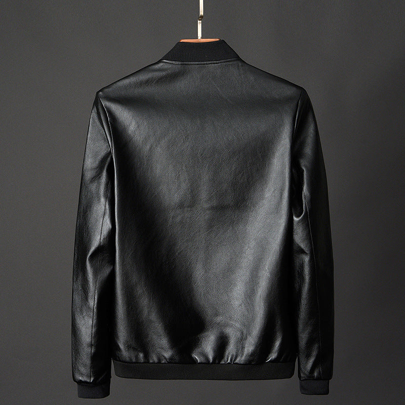 Lincoln - Men's Leather Bomber Jacket with Ribbed Cuffs