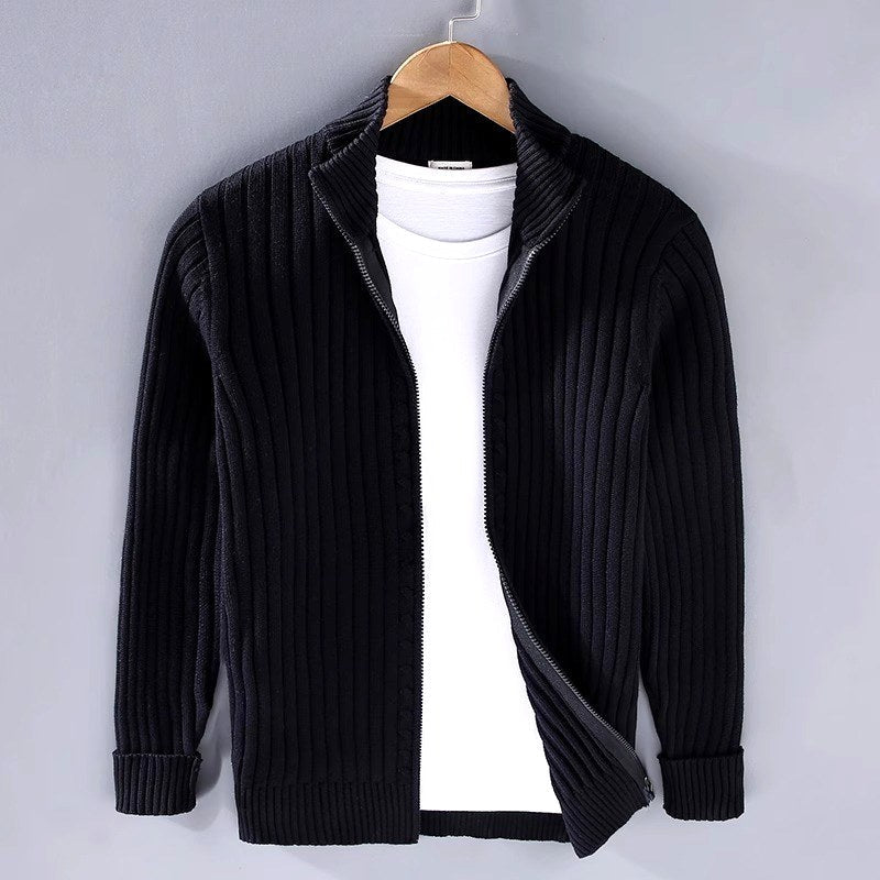 Lucas - Men's Ribbed Full-Zip Cardigan