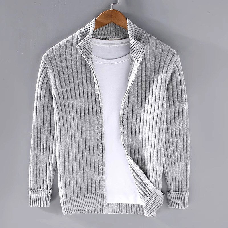 Lucas - Men's Ribbed Full-Zip Cardigan
