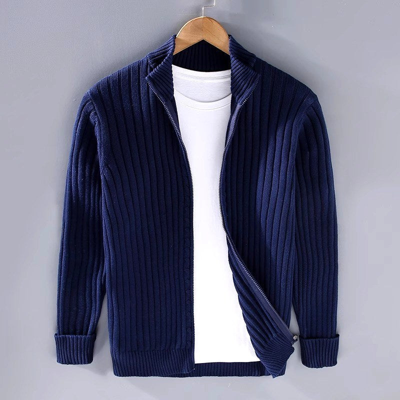 Lucas - Men's Ribbed Full-Zip Cardigan