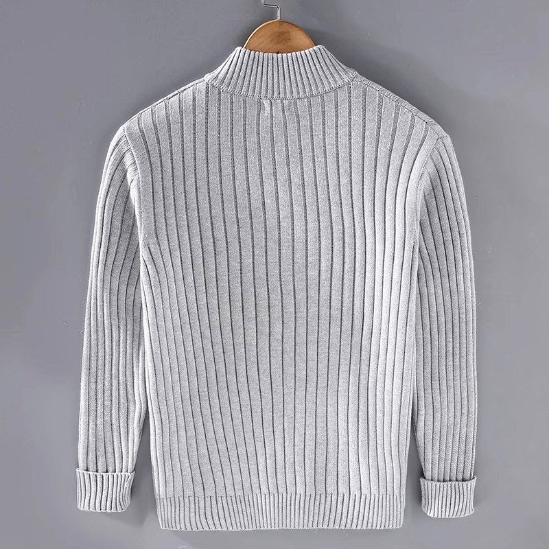 Lucas - Men's Ribbed Full-Zip Cardigan