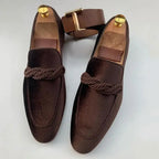 Lysander - Men's Velvet Loafers with Rope Detail
