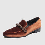 Lysander - Men's Velvet Loafers with Rope Detail