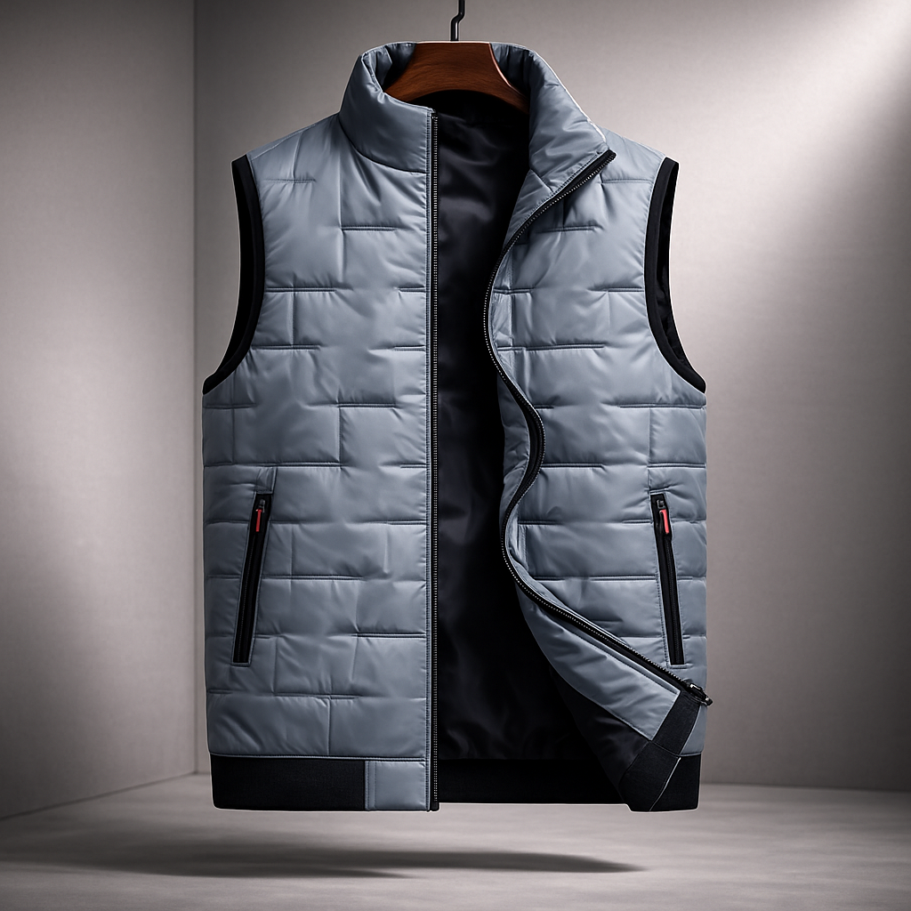 Magnus - Men's Padded Vest with Stand Collar and Zip Pockets
