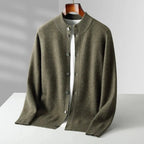 Magnus - Men's Ribbed-Collar Merino Wool Cardigan