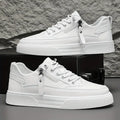 Marcello - Men's Lace-Up Leather Sneakers with Side Zip