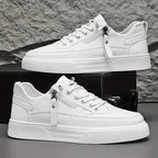 Marcello - Men's Lace-Up Leather Sneakers with Side Zip