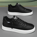 Marcello - Men's Lace-Up Leather Sneakers with Side Zip