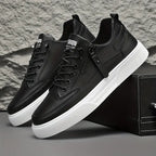 Marcello - Men's Lace-Up Leather Sneakers with Side Zip