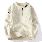 Marcellus - Men's Shredded Patchwork Crewneck Sweater