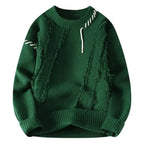 Marcellus - Men's Shredded Patchwork Crewneck Sweater