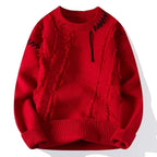 Marcellus - Men's Shredded Patchwork Crewneck Sweater