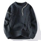 Marcellus - Men's Shredded Patchwork Crewneck Sweater