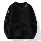 Marcellus - Men's Shredded Patchwork Crewneck Sweater
