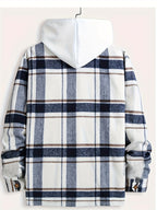 Marcus - Men's Plaid Lapel Shirt Jacket with Button Closure