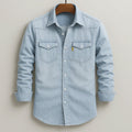 Mark - Men's Long-Sleeve Denim Shirt with Flap Pockets