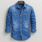 Mark - Men's Long-Sleeve Denim Shirt with Flap Pockets