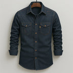 Mark - Men's Long-Sleeve Denim Shirt with Flap Pockets